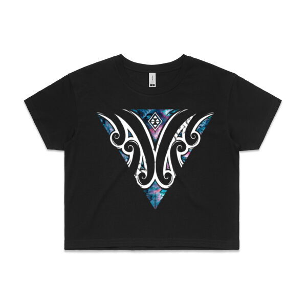 Tīhāte wāhine (crop tee/ pāua logo) - Womens Crop Tee Thumbnail