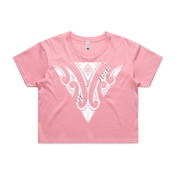Tīhāte wāhine (crop tee/white logo) - Womens Crop Tee Thumbnail
