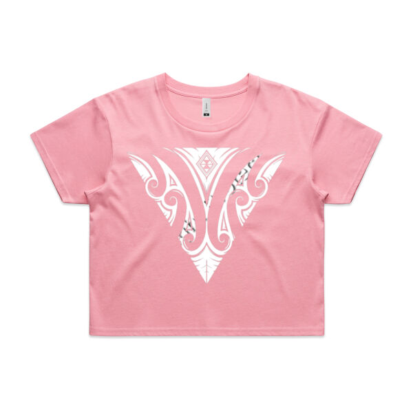 Tīhāte wāhine (crop tee/white logo) - Womens Crop Tee 2 Thumbnail