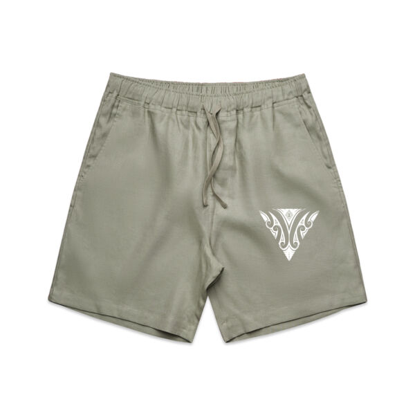 Tarau poto Tāne (white logo) - Mens Linen Shorts Thumbnail